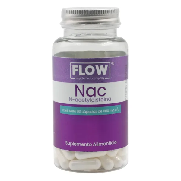 FLOW Suplementos Alimenticios NAC (N-Acetylcisteína) 600 mg 60 cápsulas